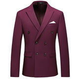 Casual Boutique Business Solid Color Double Breasted Suit