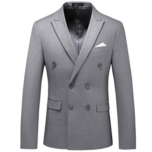 Casual Boutique Business Solid Color Double Breasted Suit