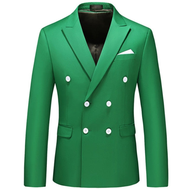 Casual Boutique Business Solid Color Double Breasted Suit