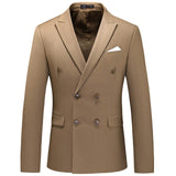 Casual Boutique Business Solid Color Double Breasted Suit