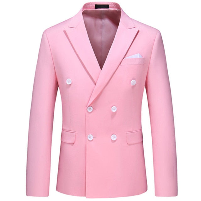 Casual Boutique Business Solid Color Double Breasted Suit