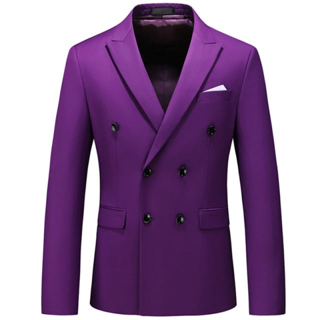 Casual Boutique Business Solid Color Double Breasted Suit