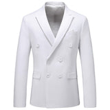 Casual Boutique Business Solid Color Double Breasted Suit