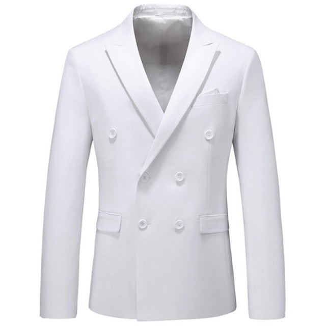 Casual Boutique Business Solid Color Double Breasted Suit