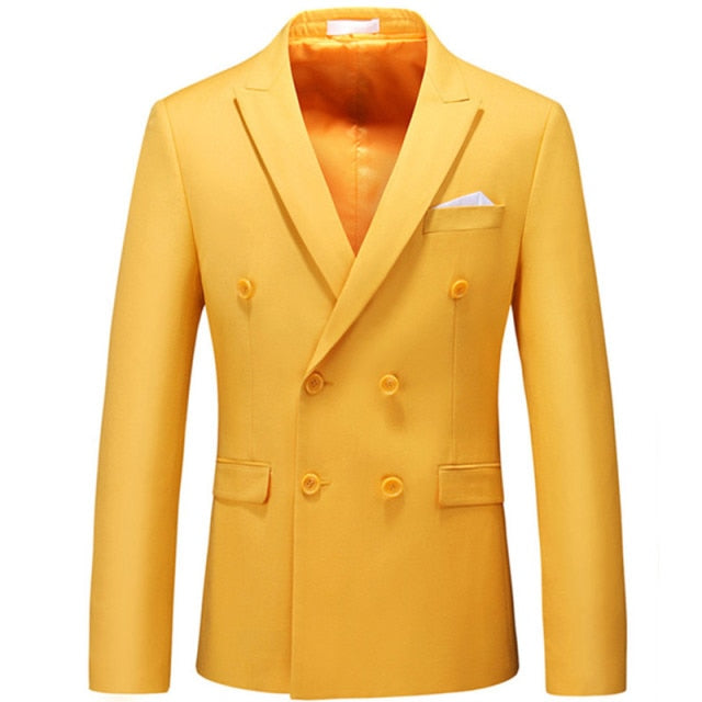 Casual Boutique Business Solid Color Double Breasted Suit