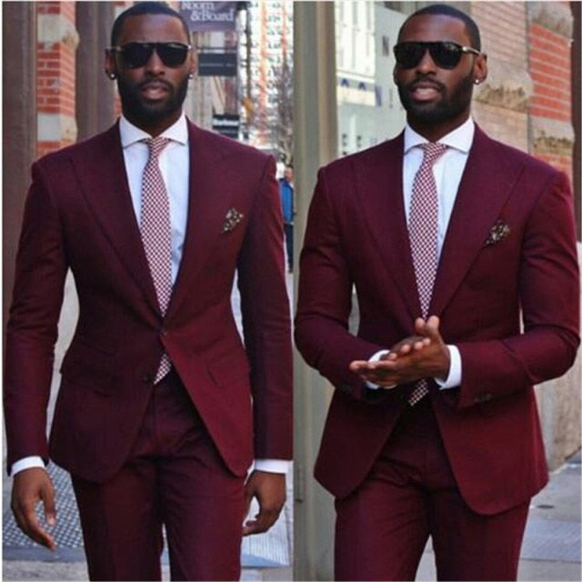 New Arrival Wine Red Men Suits 2Pieces