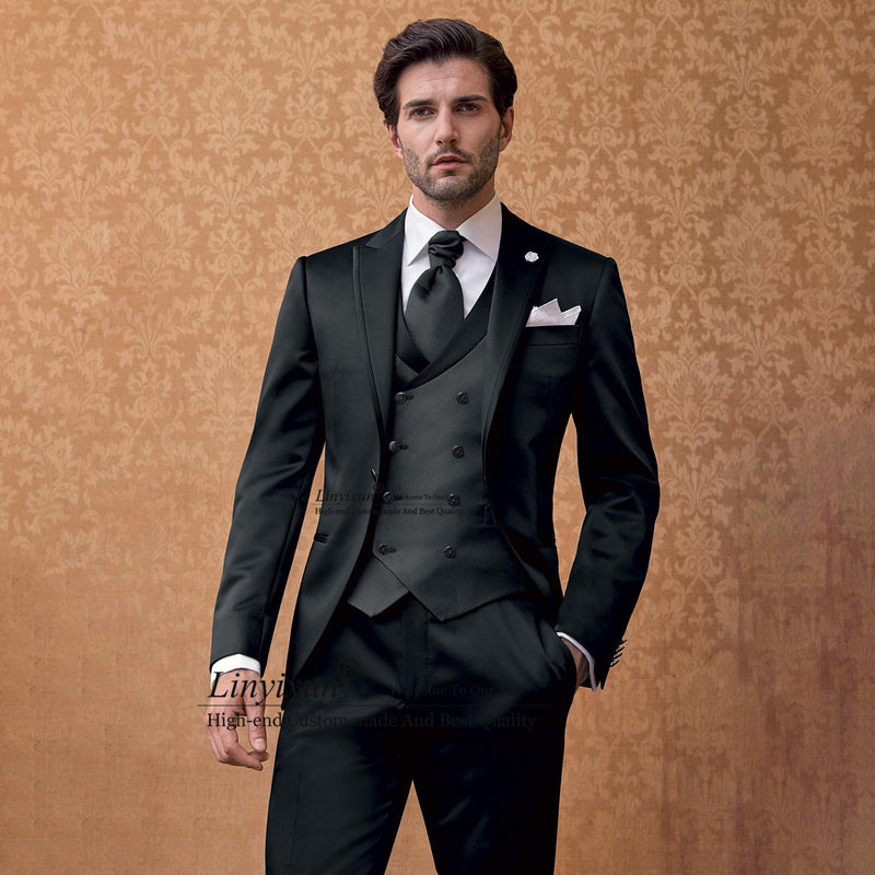 Classic Black Wedding Slim Fit  Mens Suit