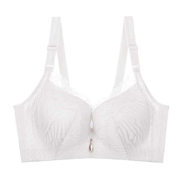 Deep V Full Coverage Brassiere Floral Non Padded Push Up Bra