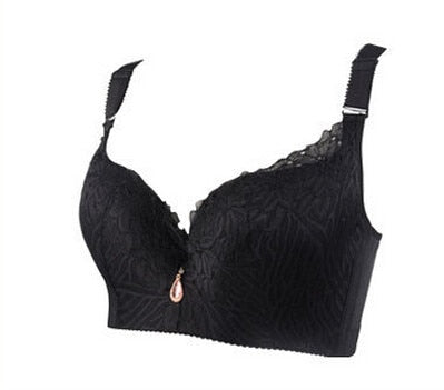 Deep V Full Coverage Brassiere Floral Non Padded Push Up Bra