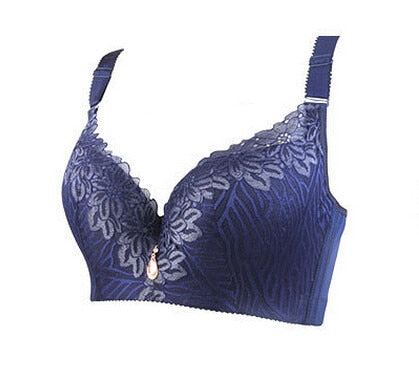 Deep V Full Coverage Brassiere Floral Non Padded Push Up Bra