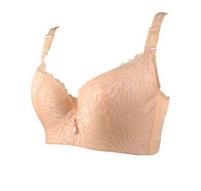 Deep V Full Coverage Brassiere Floral Non Padded Push Up Bra