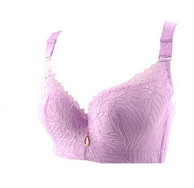 Deep V Full Coverage Brassiere Floral Non Padded Push Up Bra