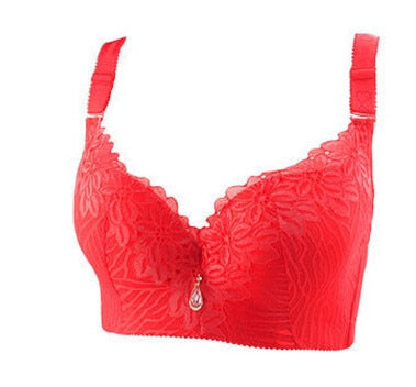 Deep V Full Coverage Brassiere Floral Non Padded Push Up Bra