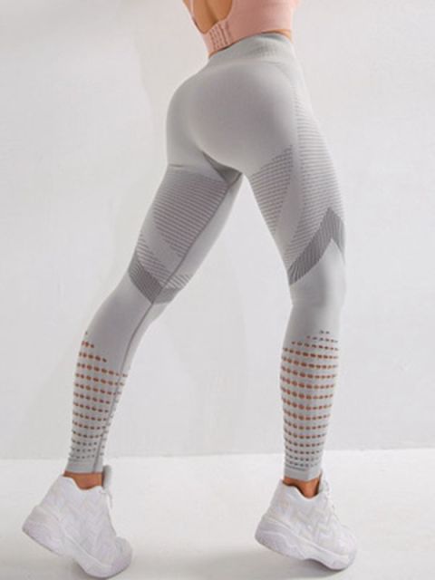 Women Sexy Hollow Printed Slim Elasticity Workout Pants