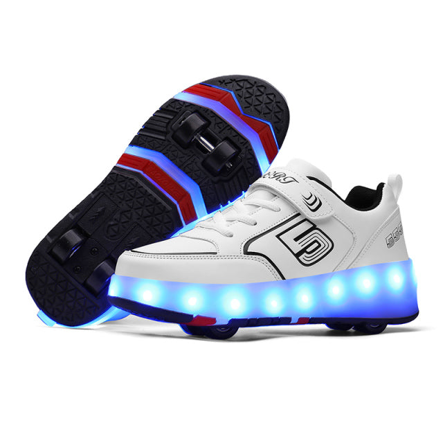 Roller Skates Four Wheels Children Shoes 2022 Fashion Girls Boys Kids Baby Led Light Sport Casual Boot Running Skating Sneaker