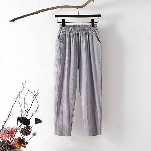 Vintage Cotton Linen Capri Casual  Loose Workout Pant