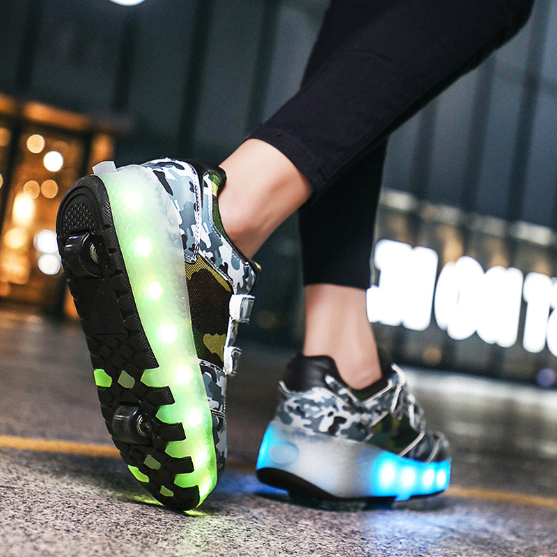 Roller Skates 2 Wheels Outdoor Games Luminous Sneaker