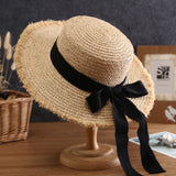 Bow 100%Raffia Accessories Straw Beach Vacation Summer Hat