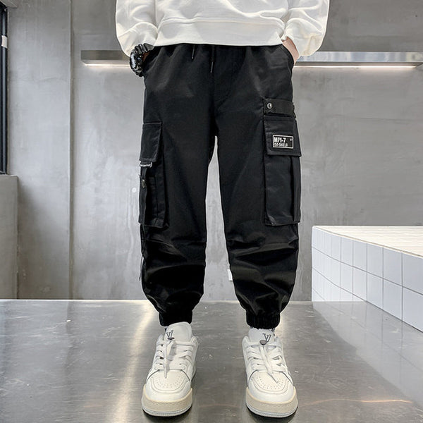 Boys Sweatpants Solid Cargo Pants