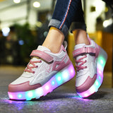 Roller Skate Tow Wheels Boys Luminous Sneakers