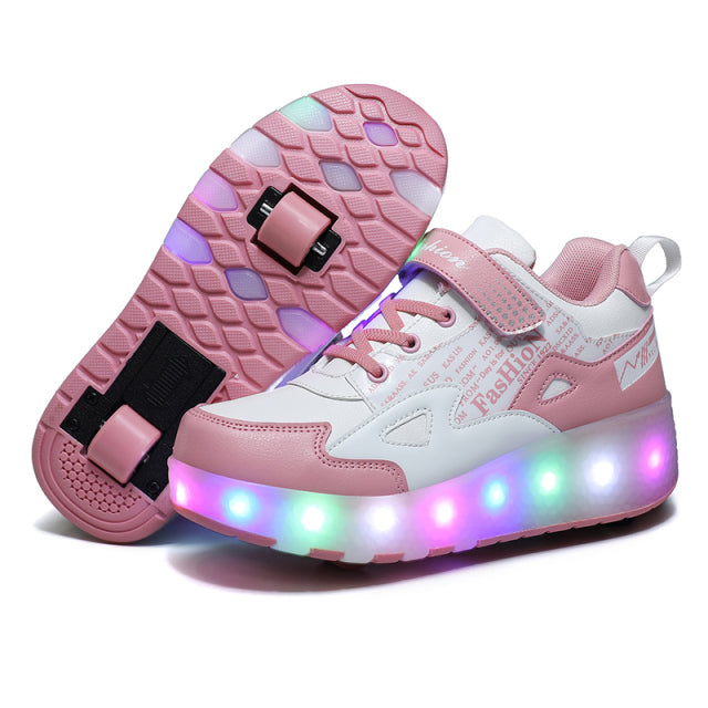 Roller Skate Tow Wheels Boys Luminous Sneakers