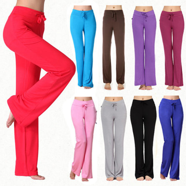 High Waist Solid Color Drawstring Long Workout Pant