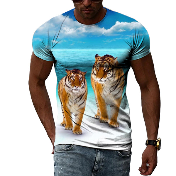 Summer Fashion Casual Hip Hop 3D Personality Print Tee Top