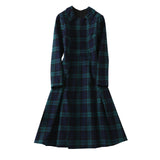 Princess New Designer Spring Autumn Women&#39;s Midi Dress High Quality Elegant Vintage Party Office Casual Plaid Midi Dress