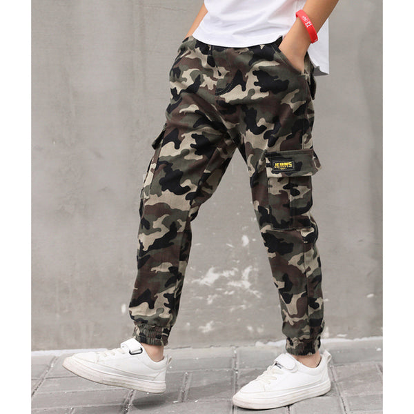 Boys Camouflage Joggers Casual Cargo Pants