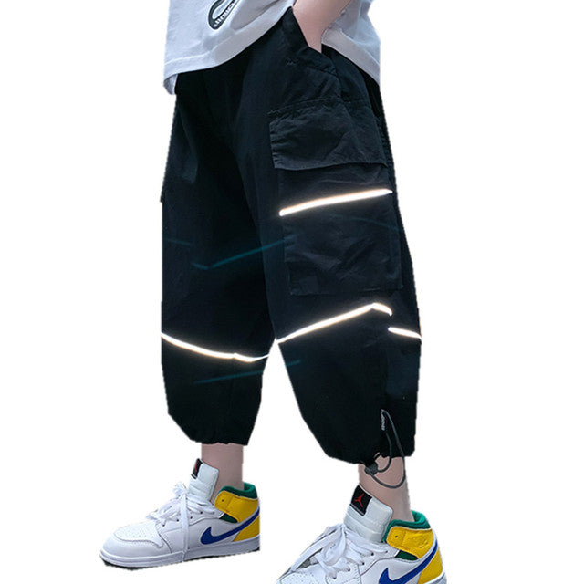 Loose Style Kids Boy Summer Reflective Cargo Pants