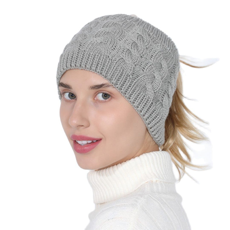 New Cool Warm Ponytail Hat Skullies Beanies Cap