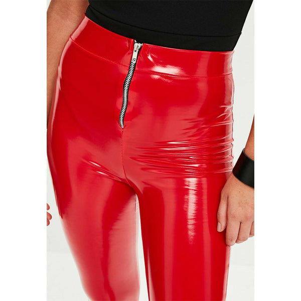 Latex Leather Zipper Pencil Trouser Skinny Pu Patent Leather Leggings