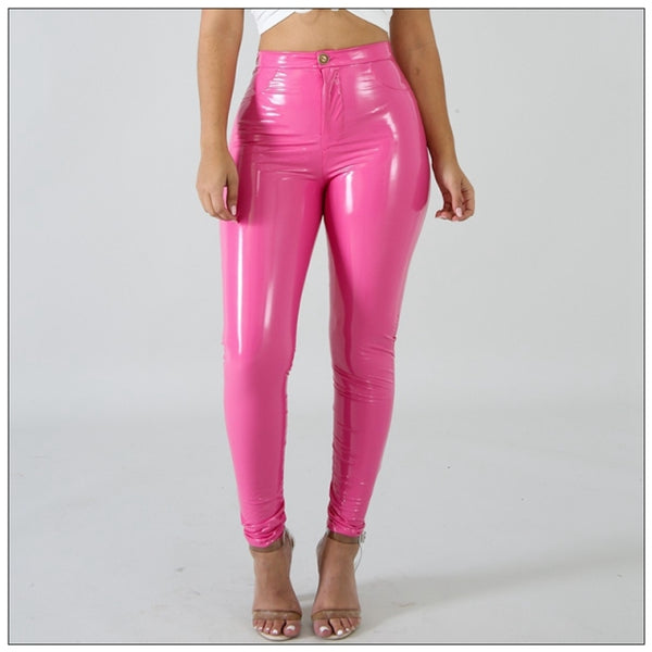 Plus Big Size PU Faux Leather Leggings Large Shiny Skinny Pants
