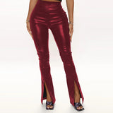 Sexy PU Leather Pants Stretch Split Pants