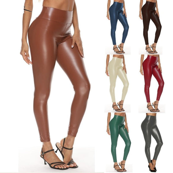 Leather Pants Elastic Waist Sexy Pants