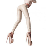 Pencil Pants Trendy Skin-Touch Skinny Elastic Waist Windproof Faux Leather Pants