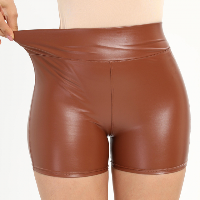 Sexy Black PU Leather Shorts Skinny Elastic High Waist Hot Short Pants