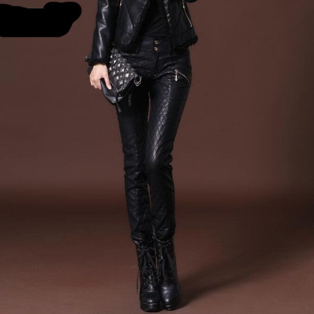 New Chic Winter Womens Faux Leather Slim Fit Pants