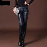 New Chic Winter Womens Faux Leather Slim Fit Pants