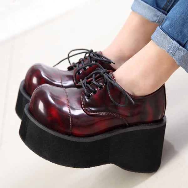Creeper Wedge Boots Black Boots