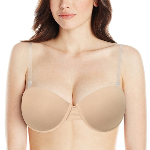 Transparent Padded Convertible Adjusted Half Cup Bra