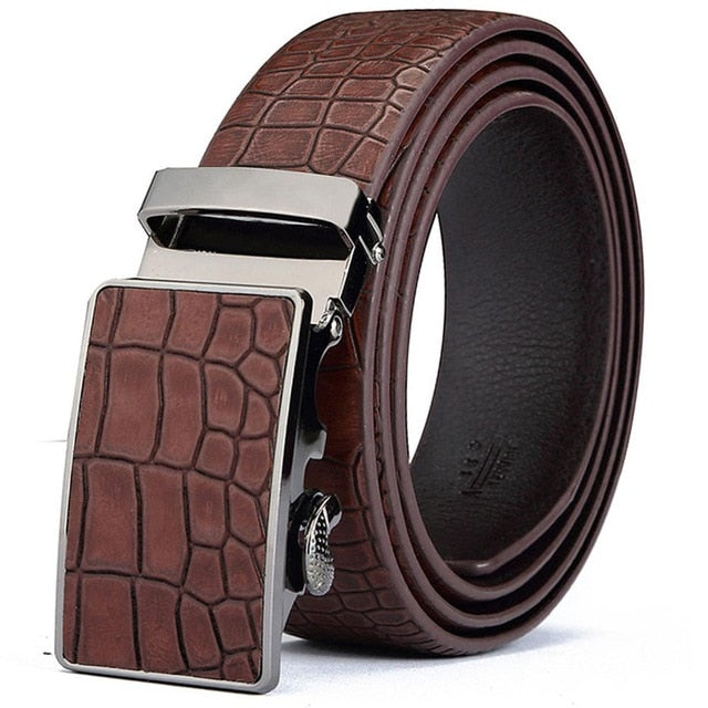 Crocodile Stripes Blue Cow Skin Accessories Belt