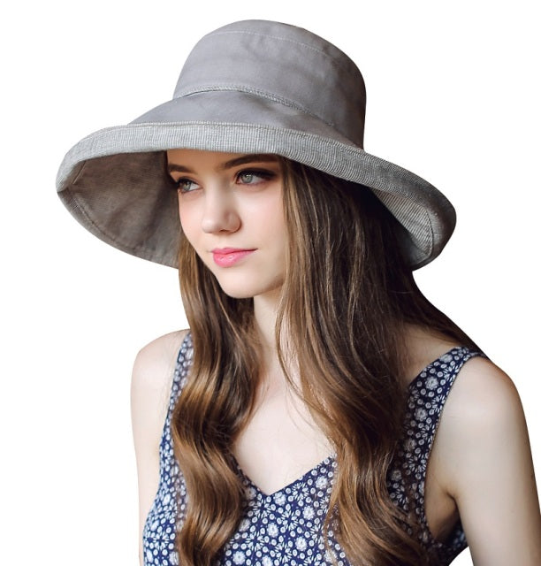 Cotton Fold up Wide Brim Sun Bucket Summer Hat
