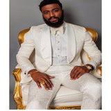 Ivory Pattern Groom Tuxedos Shawl Lapel