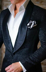 Ivory Pattern Groom Tuxedos Shawl Lapel